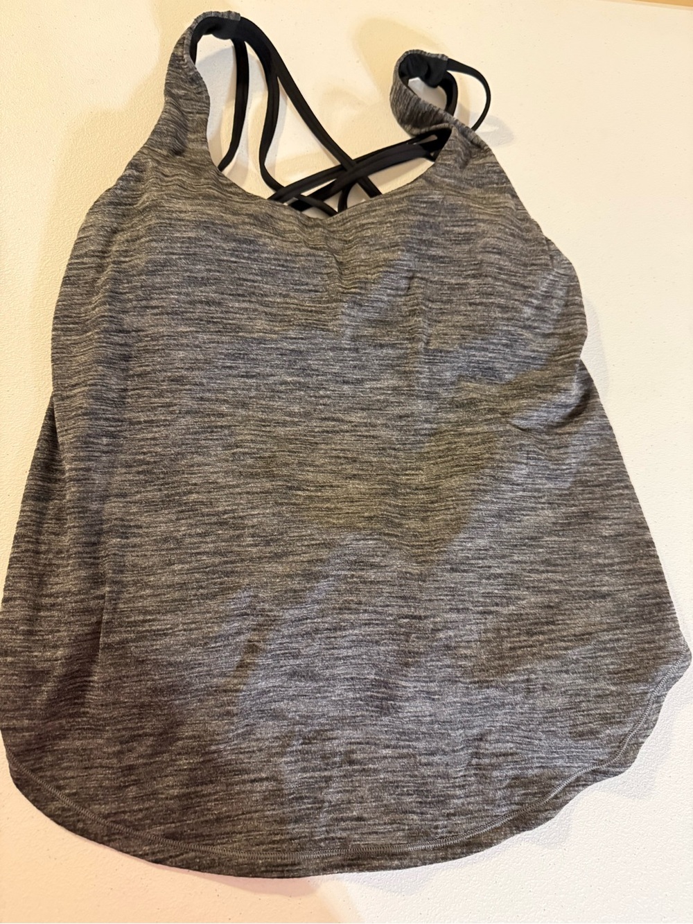 Lululemon Free To Be Serene Womens Gray Built In Bra Stappy Back Tank Top Size 6